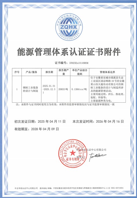 Huangshan Hengjiu supera con éxito la auditoría de vigilancia del sistema de gestión de energía